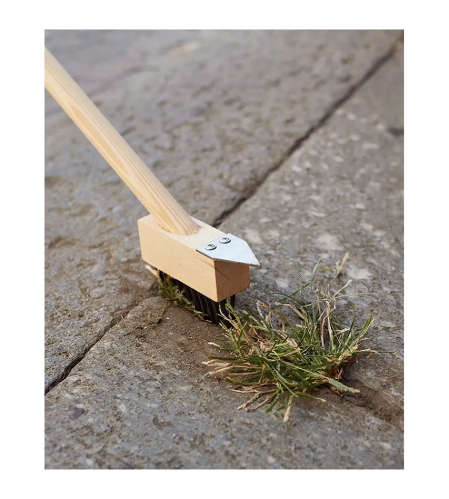Attrezzatura Giardinaggio-Verdemax Spazzola con manico in legno e punta in acciaio -