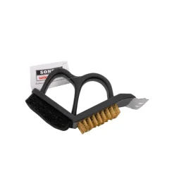 Barbecue- Spazzola ergonomica pulisci griglie e piastre per barbecue