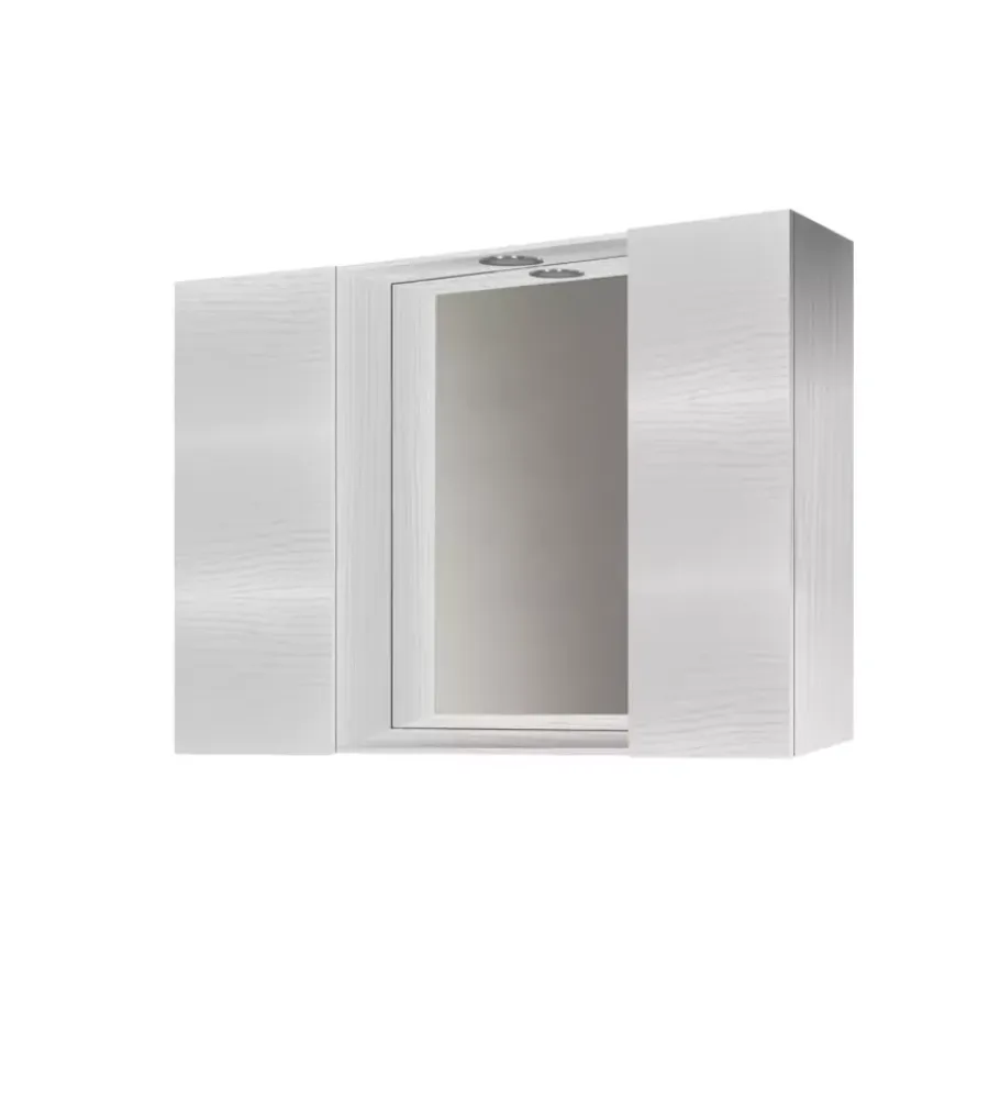 Outlet Specchiera con 2 ante e faretto led bianco 81x16x60 cm Accessori Bagno