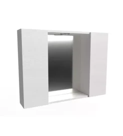 Outlet Specchiera con 2 ante e faretto led bianco 81x16x60 cm Accessori Bagno