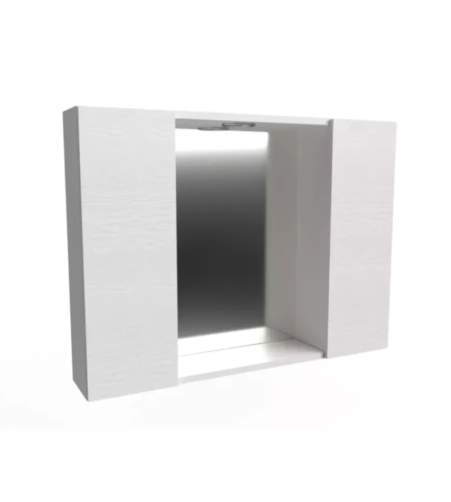 Outlet Specchiera con 2 ante e faretto led bianco 81x16x60 cm Accessori Bagno