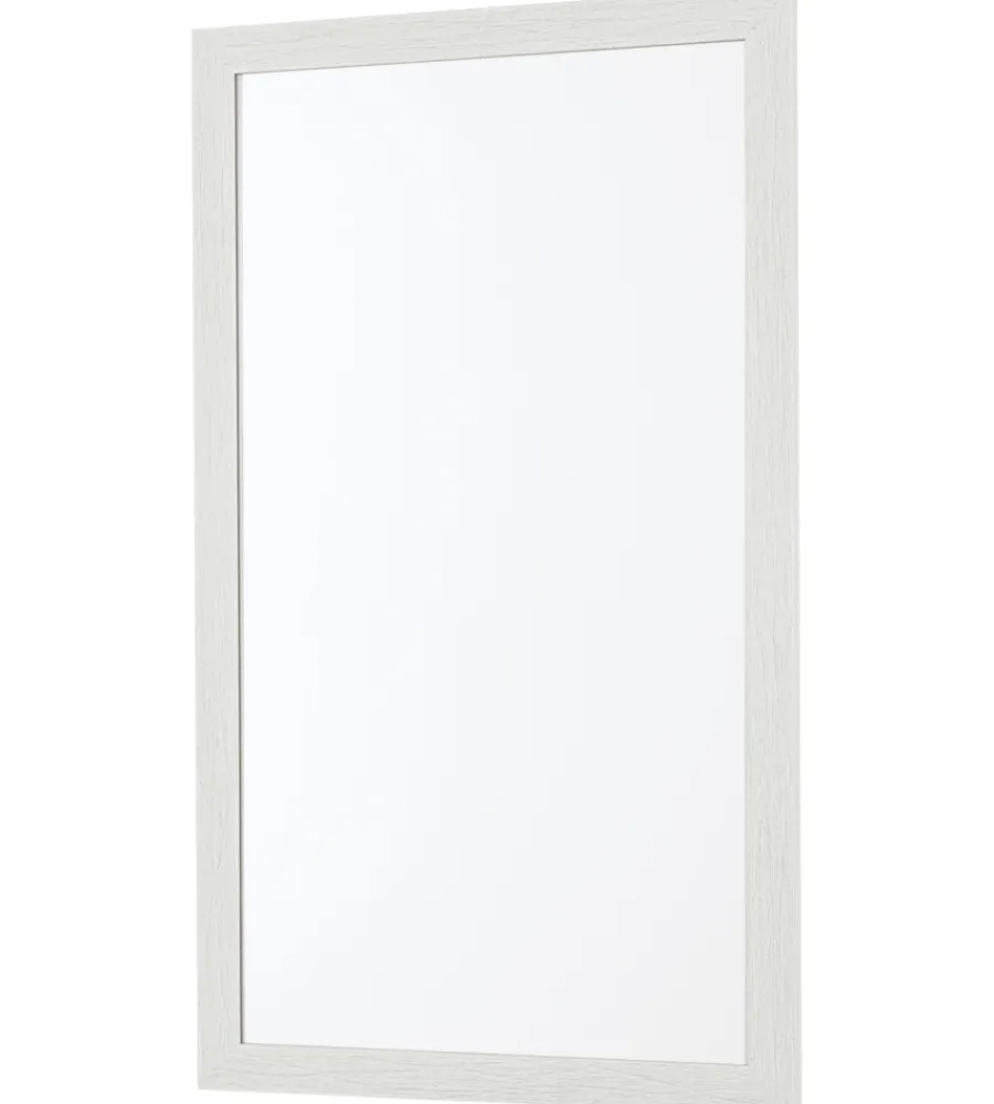 Hot Specchio da bagno con cornice effetto legno bianco, 60x80cm Accessori Bagno