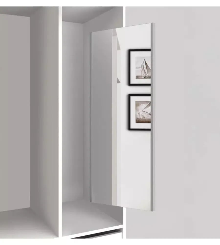 Armadi-Emuca Specchio estraibile da armadio con finitura grigio metallizzato, 340x1000 mm