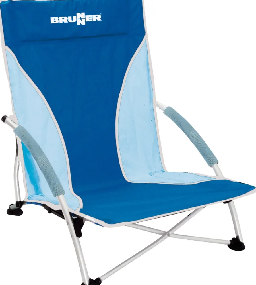 Brunner Campeggio|Spiaggina pieghevole "cuba" in acciaio e poliestere blu e azzurro 57x43x64 cm