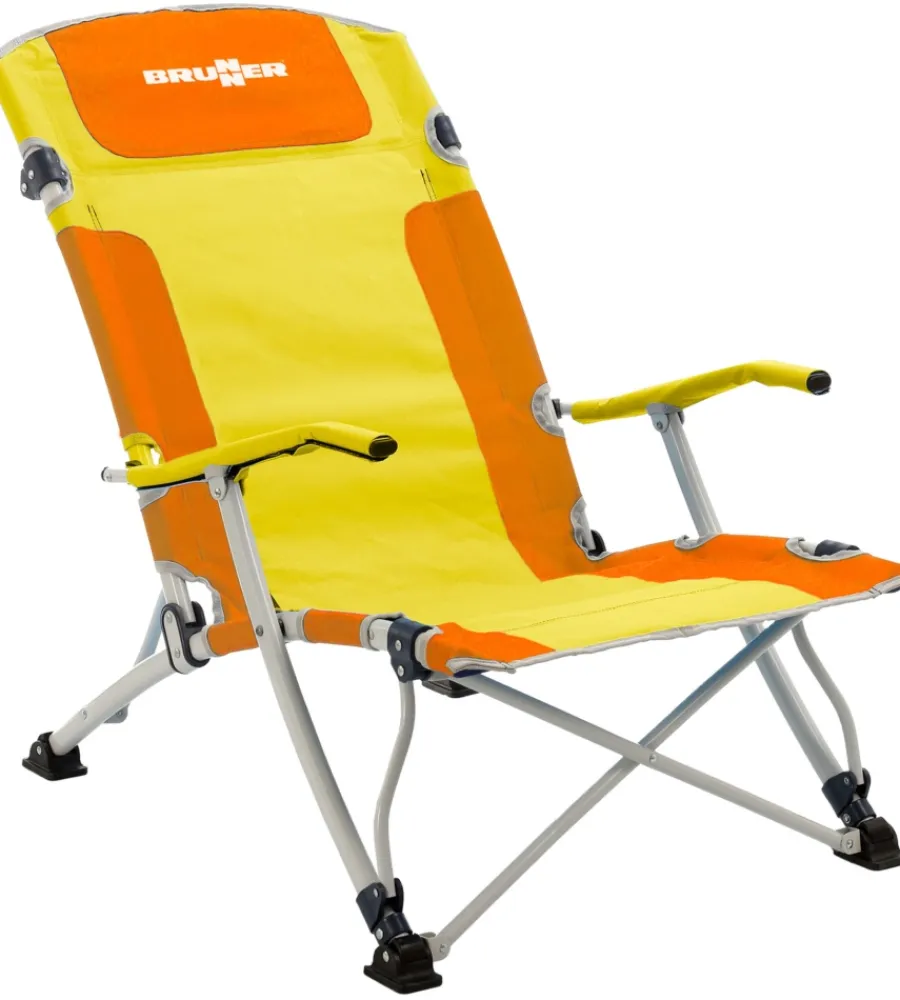 Brunner Campeggio|Spiaggina pieghevole "bula xl" in acciaio e poliestere giallo e arancione 61x74x87/31 cm