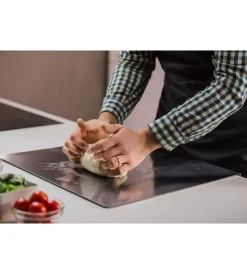 Gimetal Forni Pizza|Spianatoio/tagliere in acciaio con antiscivolo e bordo, 49x47 cm