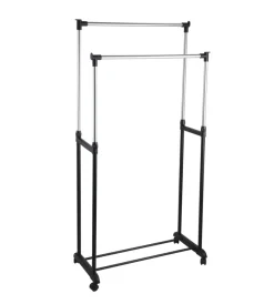 Decorazione Ambienti|Stender appendiabiti doppio con ruote, 80x42x95/170 cm