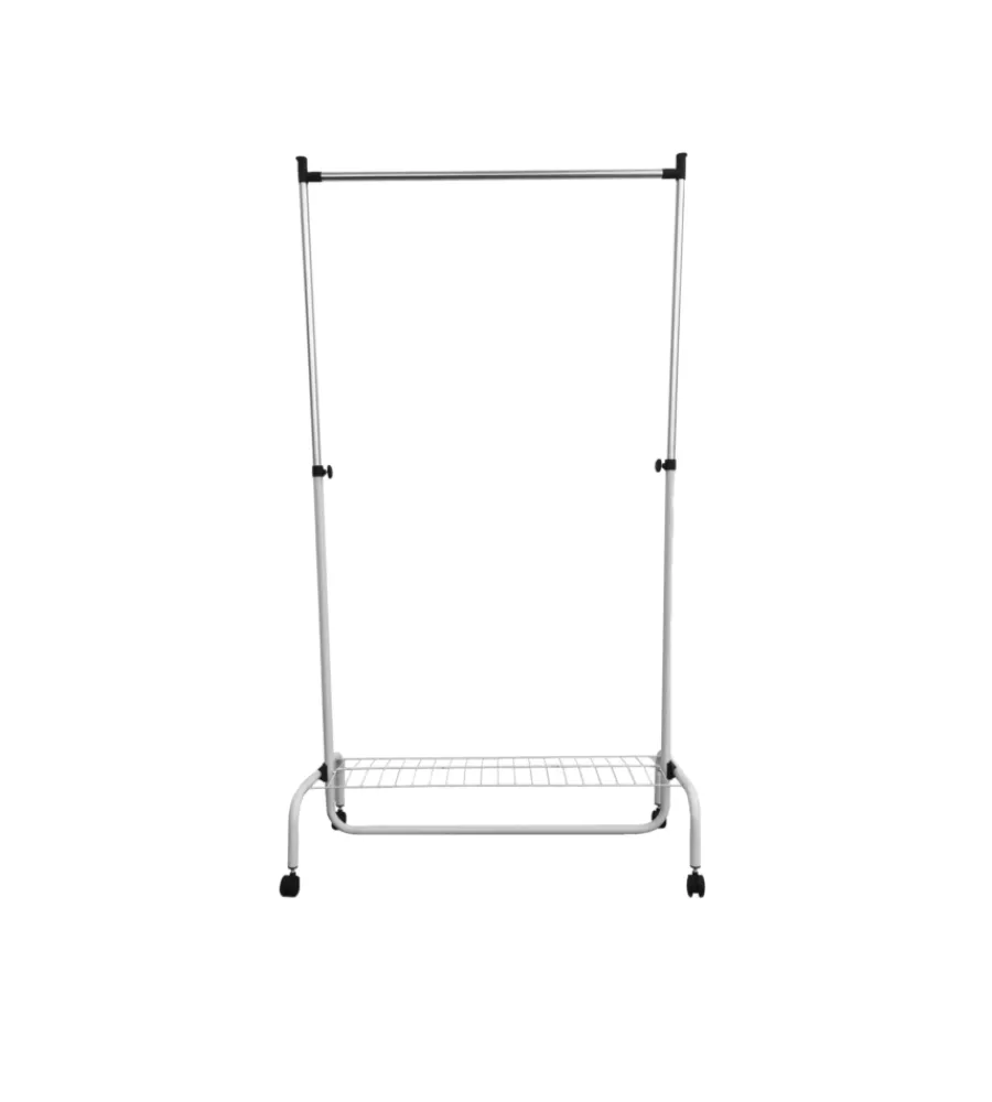 New Stender appendiabiti singolo estensibile con ruote in metallo bianco 90x45x102/172 cm Decorazione Ambienti