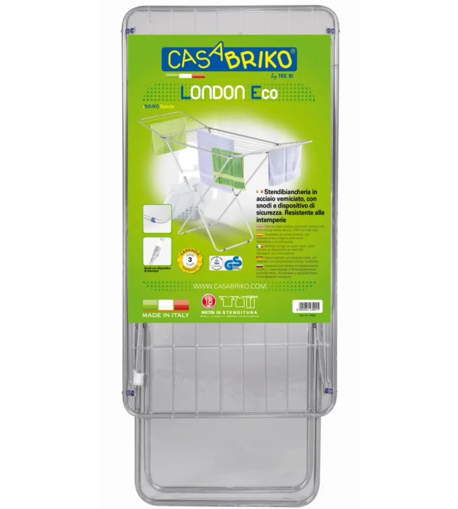 Accessori Lavanderia-Casa Briko Stendibiancheria "london eco" in acciaio verniciato, 180x55x100 cm