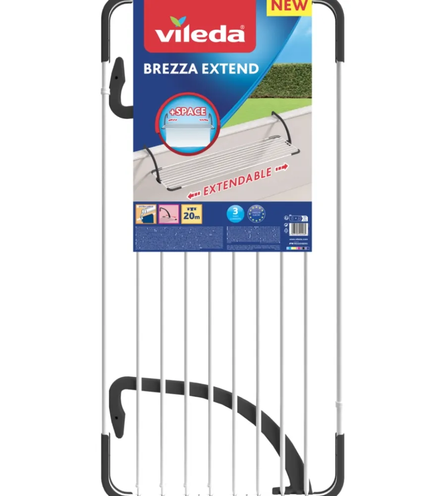 Vileda Accessori Lavanderia|Stendibiancheria da balcone estensibile "brezza extend" nero 20 mt