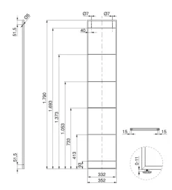 Armadi-Emuca Struttura per scaffale lader in acciaio nero, 179 cm