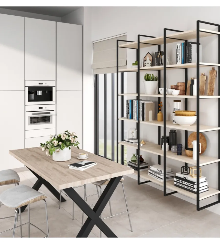 Armadi-Emuca Struttura per scaffale lader in acciaio nero, 115 cm