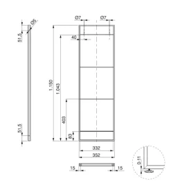Armadi-Emuca Struttura per scaffale lader in acciaio nero, 115 cm