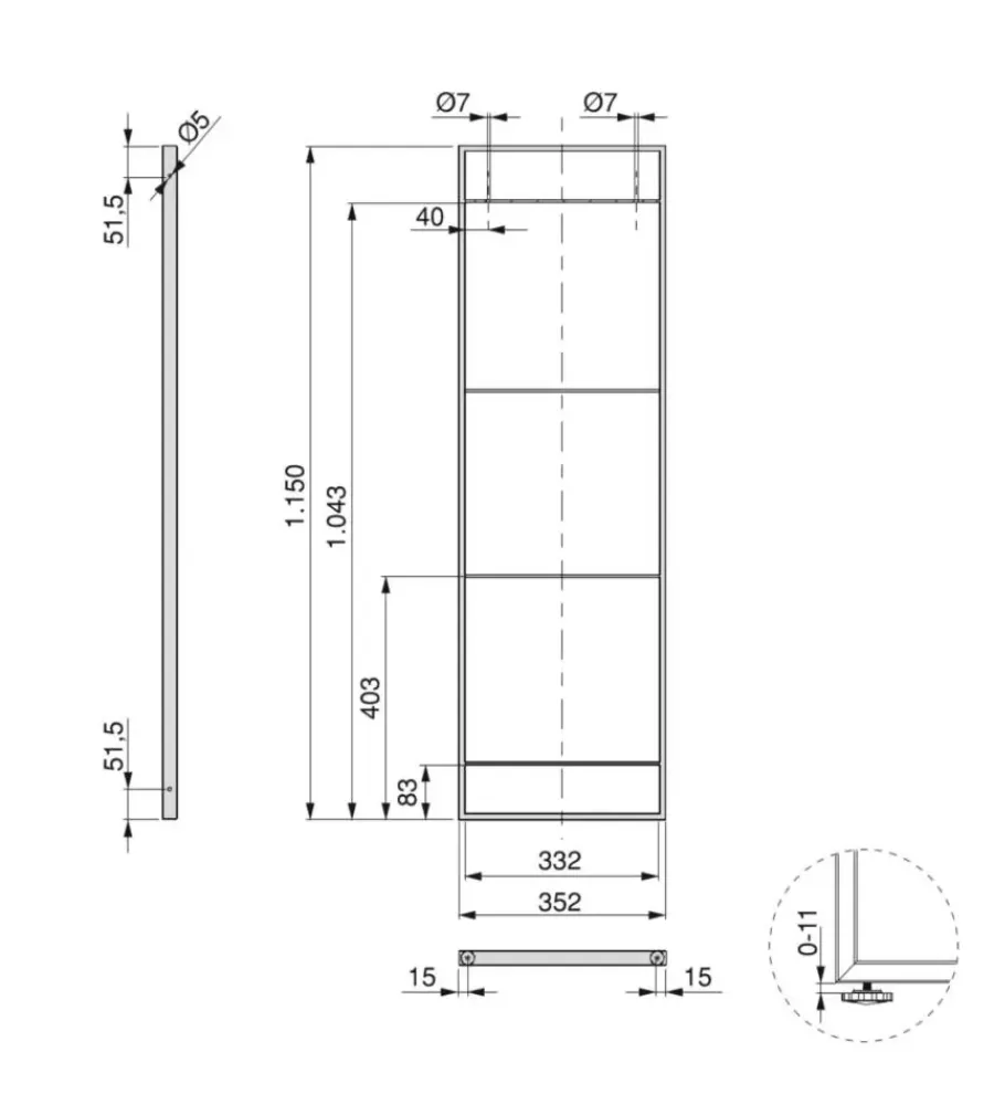 Armadi-Emuca Struttura per scaffale lader in acciaio nero, 115 cm