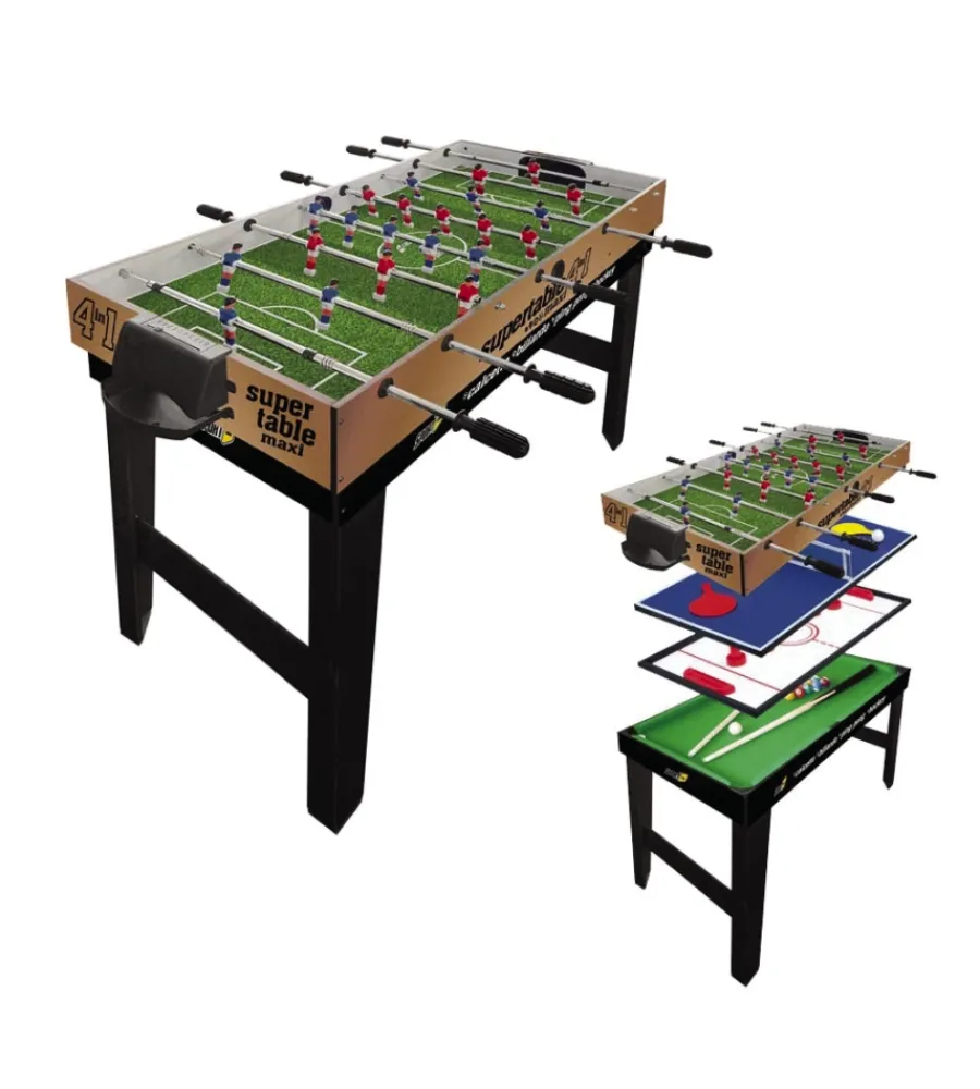 Giochi E Casette Bimbo- Supertavolo per bambini 4 giochi in 1 maxi, 121,9x60x81,5 cm
