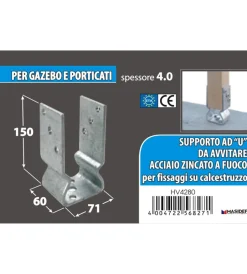 Discount Supporto per pali 71 x 150 x 60 mm. Ferramenta Per Esterno