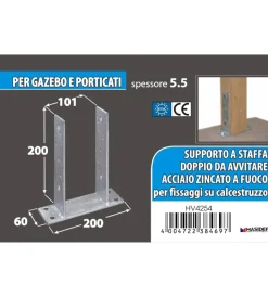 Online Supporto per pali da avvitare 101 x 60 x 200 x 200 mm. Ferramenta Per Esterno