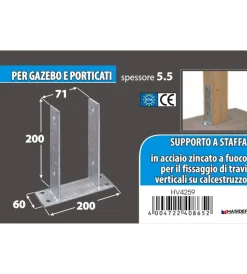 Hot Supporto per pali da avvitare 71 x 60 x 200 x 200 mm. Ferramenta Per Esterno