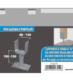 Ferramenta Per Esterno|Supporto per pali regolabile in altezza-larghezza