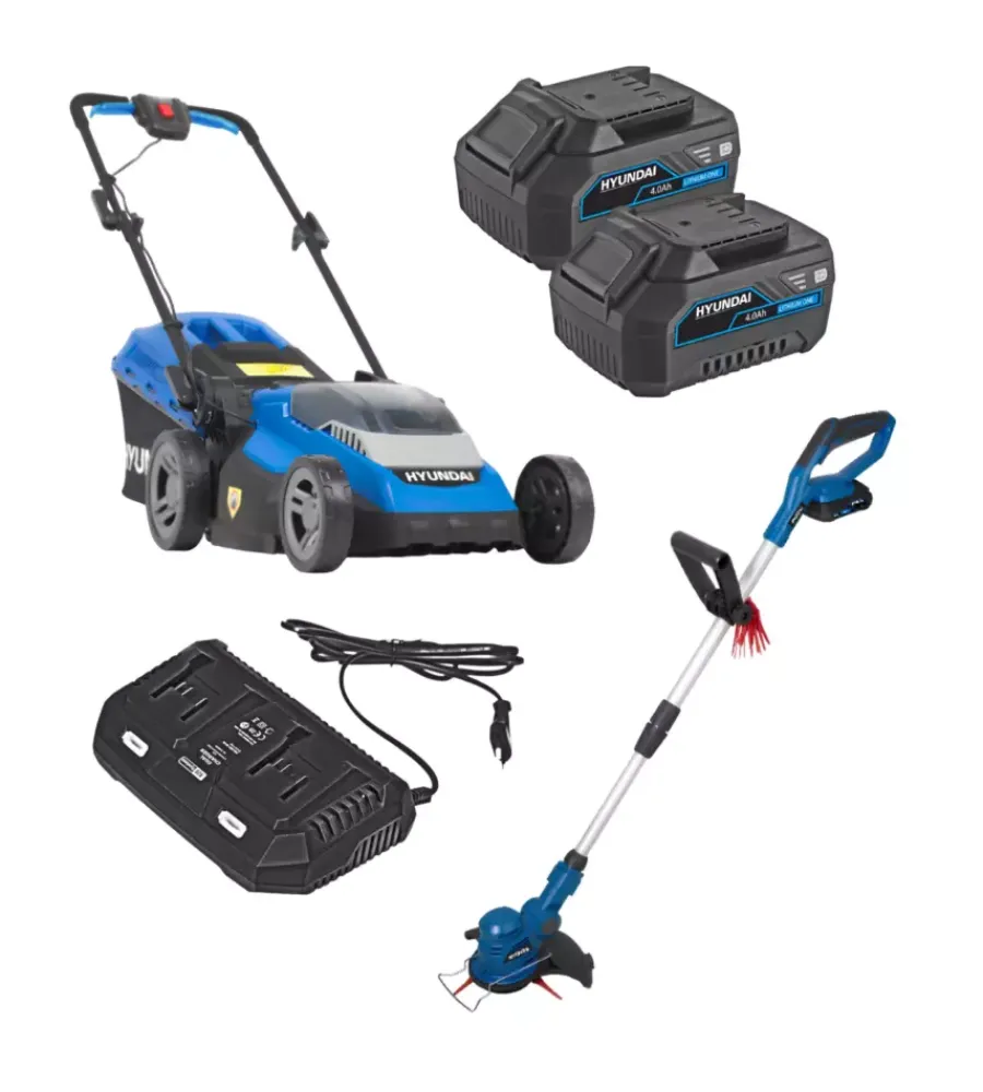 Tagliaerba-Hyundai Tagliaerba e tagliabordi a batteria 2 batterie 20v 4ah e caricabatterie - cod. 25610, 25200, 25010, 25040