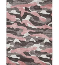 Tessile D'Arredo- Tappeto "camouflage" grigio e rosa, 170x120 cm