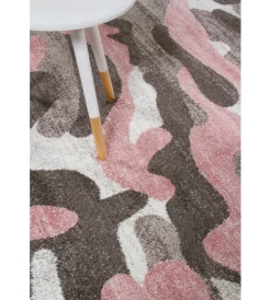 Tessile D'Arredo- Tappeto "camouflage" grigio e rosa, 170x120 cm