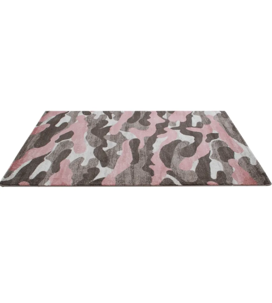 Tessile D'Arredo- Tappeto "camouflage" grigio e rosa, 170x120 cm