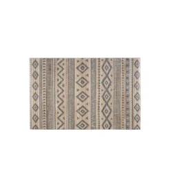 Tessile D'Arredo- Tappeto da interno in bamboo "etnic bianco-grigio", 80x150 cm