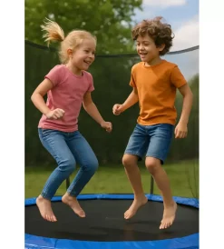 Best Tappeto elastico da giardino per bambini in acciaio e pvc con rete e scaletta 244 cm Giochi E Casette Bimbo