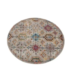 Tessile D'Arredo- Tappeto "mamoo" fantasia vintage rotondo, ø 200 cm
