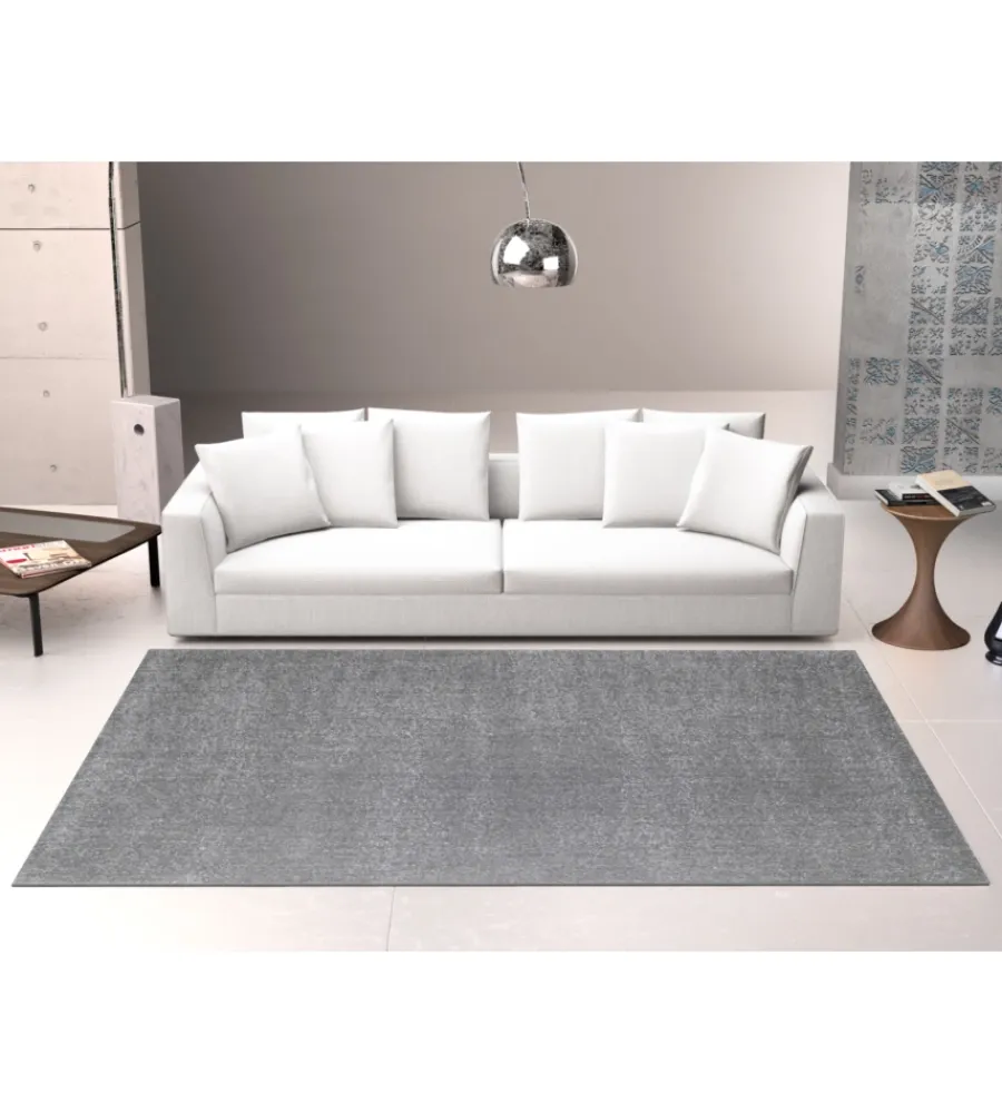 Tessile D'Arredo- Tappeto "milano" tinta unita grigio, 110x170 cm
