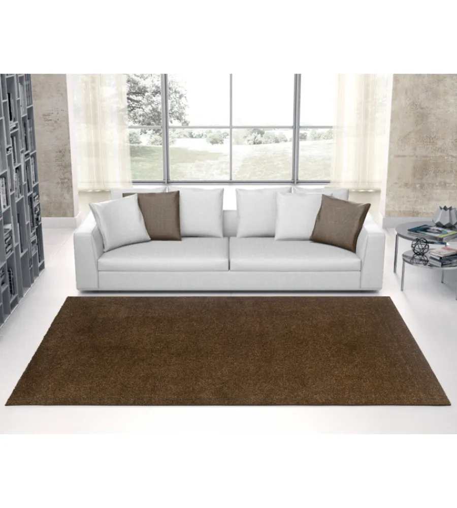 Tessile D'Arredo- Tappeto "milano" tinta unita marrone, 160x230 cm