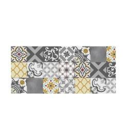 Tessile D'Arredo- Tappeto vinilico stampato "patch grigio", 50x110 cm