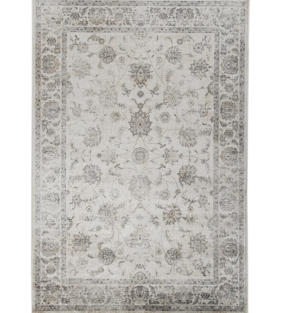 Tessile D'Arredo- Tappeto "vintage" grigio floreale, 200x290 cm