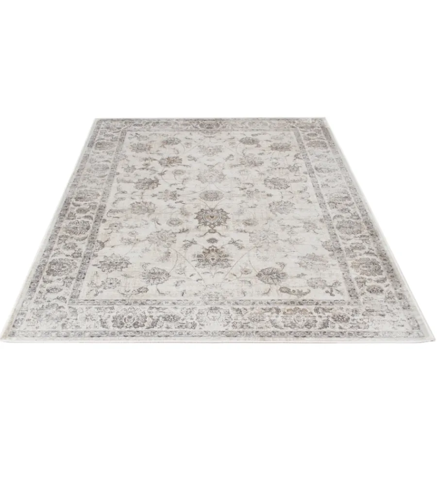 Tessile D'Arredo- Tappeto "vintage" grigio floreale, 200x290 cm
