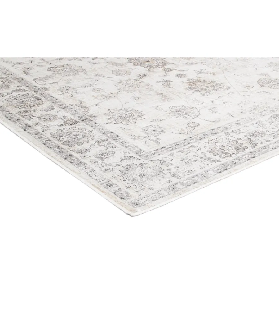 Tessile D'Arredo- Tappeto "vintage" grigio floreale, 200x290 cm