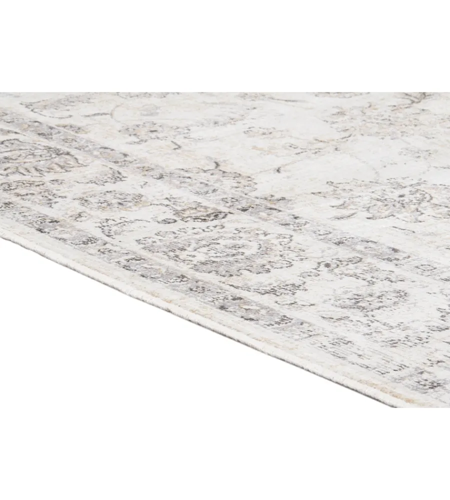 Tessile D'Arredo- Tappeto "vintage" grigio floreale, 200x290 cm