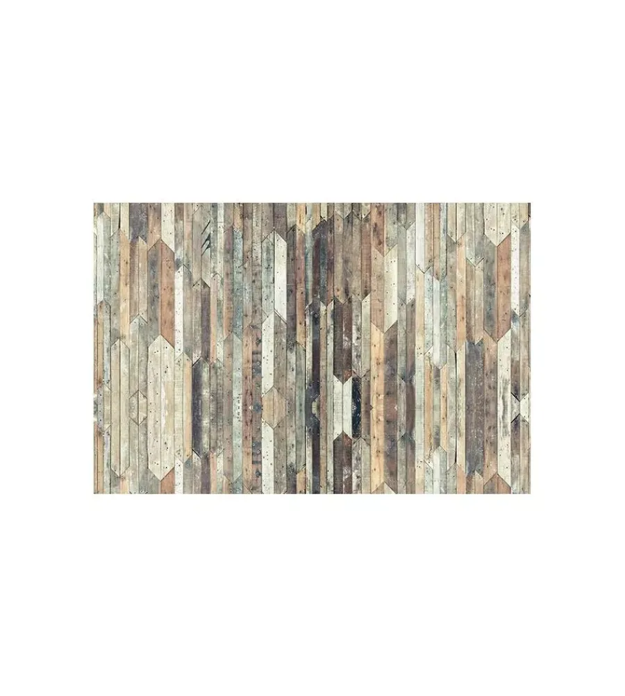 Tessile D'Arredo- Tappeto "vintage wood" in vinile spessorato, 150x230 cm