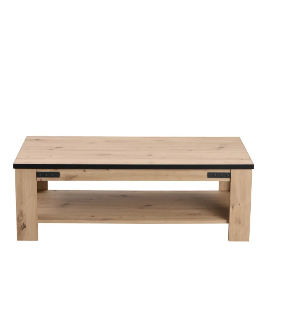 BellaHome Tavolini|Tavolino da soggiorno "bilbao" quercia e metallo, 120x41,5x60 cm