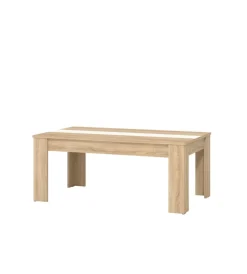 BellaHome Tavolini|Tavolino da soggiorno quercia con inserto bianco e grigio, 112x65,5x46,5 cm