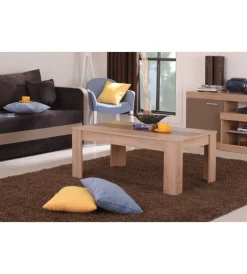 BellaHome Tavolini|Tavolino da soggiorno quercia con inserto bianco e grigio, 112x65,5x46,5 cm