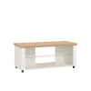 Tavolini-BellaHome Tavolino da soggiorno "vigo" bianco e quercia, 114,5x50,5x49 cm