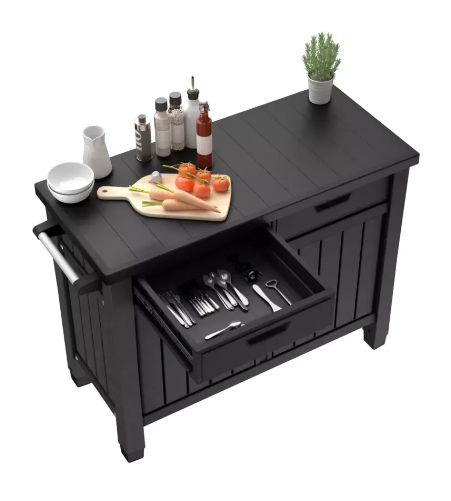 Outlet Tavolino per barbecue "unity xl" colore grafite, 125,5x51,5x90 cm Mobili Da Giardino E Accessori