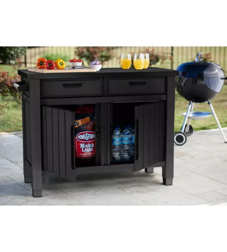Outlet Tavolino per barbecue "unity xl" colore grafite, 125,5x51,5x90 cm Mobili Da Giardino E Accessori
