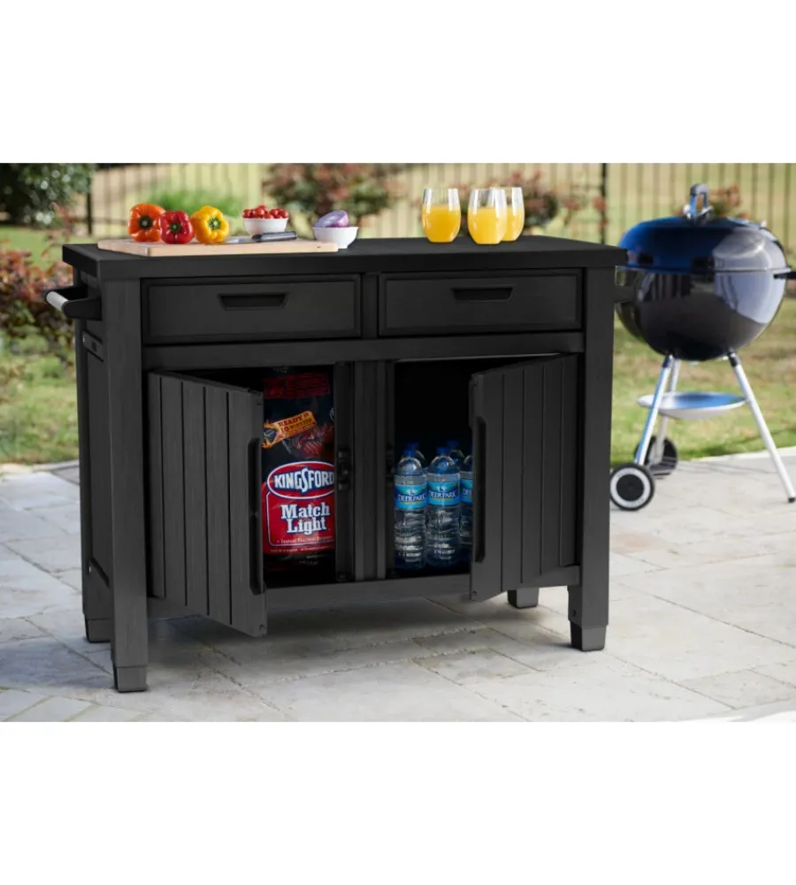Outlet Tavolino per barbecue "unity xl" colore grafite, 125,5x51,5x90 cm Mobili Da Giardino E Accessori