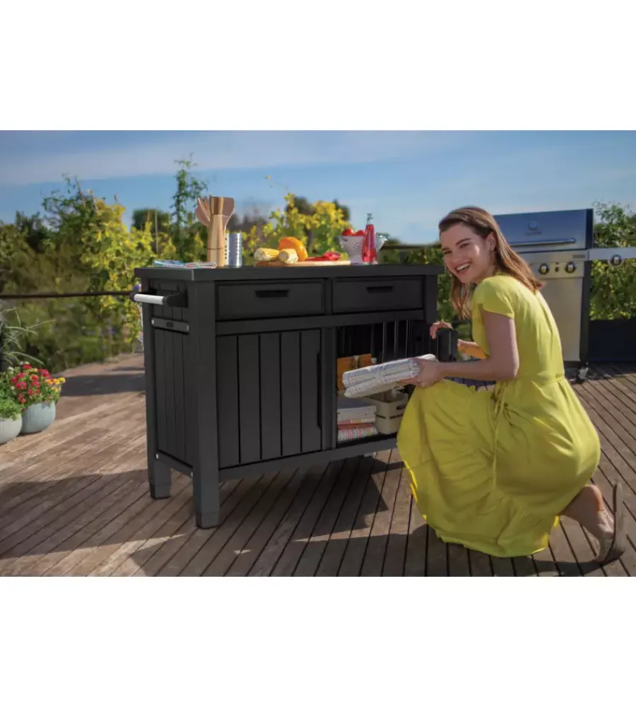 Outlet Tavolino per barbecue "unity xl" colore grafite, 125,5x51,5x90 cm Mobili Da Giardino E Accessori