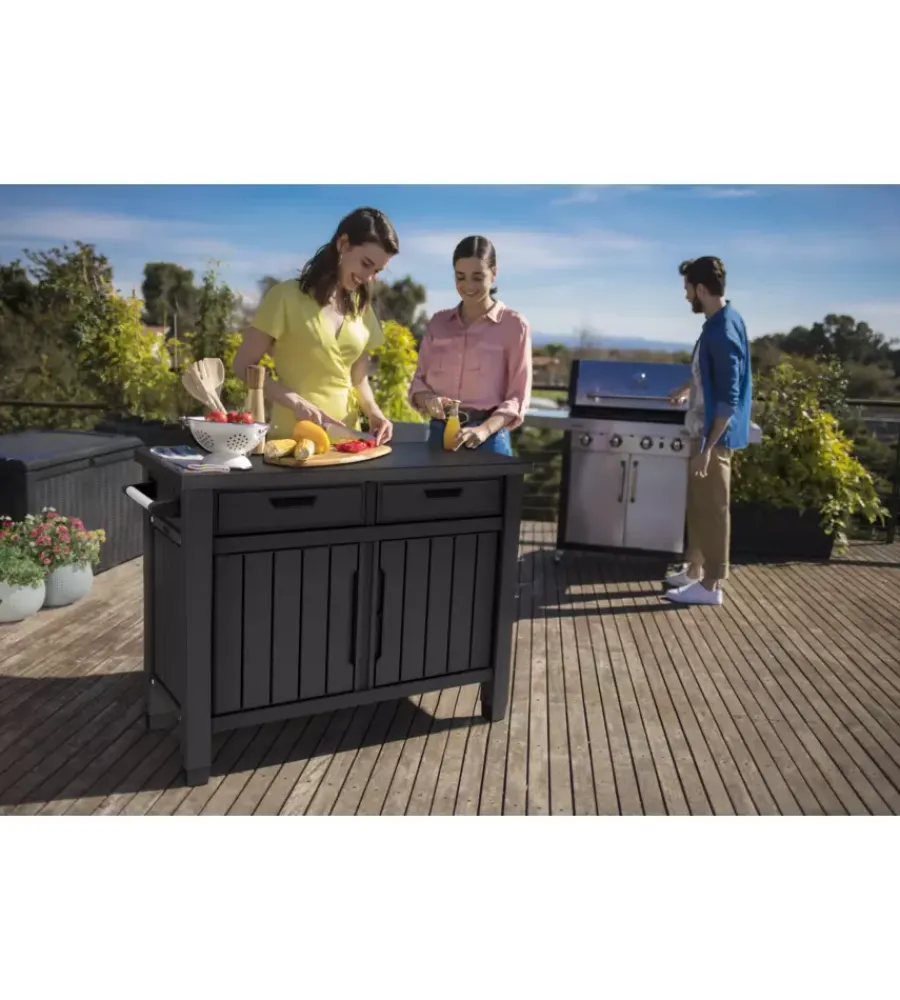 Outlet Tavolino per barbecue "unity xl" colore grafite, 125,5x51,5x90 cm Mobili Da Giardino E Accessori