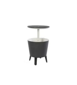 Mobili Da Giardino E Accessori-Keter Tavolino portaghiaccio portatile "cool bar" grafite, 49,5x49,5x84,5 cm
