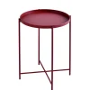 Tavolini- Tavolino salotto "frosty" in metallo rosso, ø38 cm