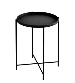 Tavolini|Tavolino salotto "frosty" in metallo nero, ø38 cm